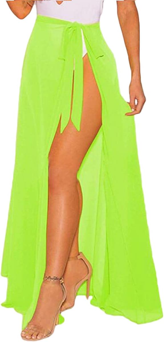 MOMTUESDAYS2 Women Split Mesh Skirt See-Through Beach Party Maxi Skirts