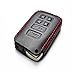 Vitodeco LEXUS 4 Buttons Leather Keyless Entry Remote Control Smart Key Case Cover with Braided Leather Key Chain (Black/Red)