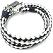 Y-blue Multilayer Bracelet Fashion Punk Leather Woven Braided Cross Bangle Wrist Cuff Wristband (Black+White)