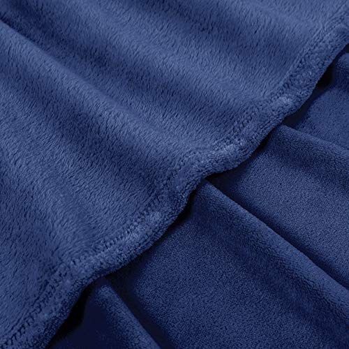 image for Love's cabin Flannel Fleece Blanket Twin Size Navy Blue Throw blanket 