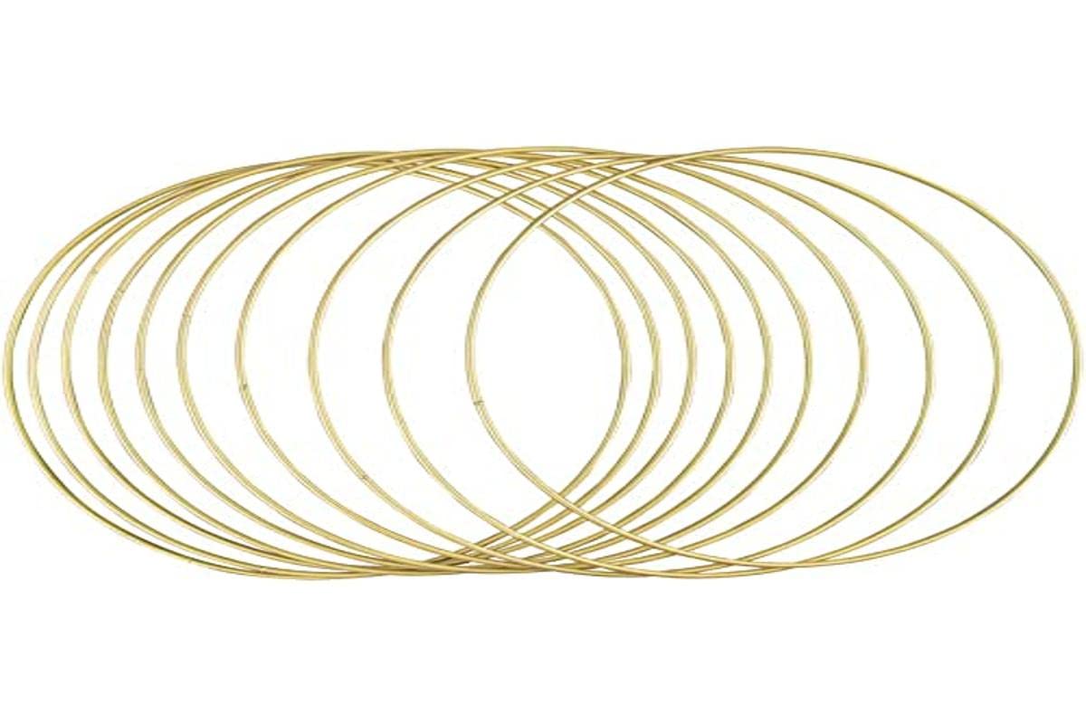 Rayher 25214616 Set of 10 Coated Metal Rings for Wedding Crafts, Hoops with a Diameter of 25 cm for Dream Catcher and Macrame, Gold — image 1