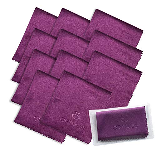 Microfiber Cleaning Cloths 12 Pack (6"x7") in Individual Vinyl Pouches