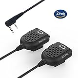 Two Way Radio Speaker Mic,Shoulder Mic For Baofeng Walkie Talkie Huctec Retevis Kenwood TYT HYT Puxing Remote Radios,Black (2 Pack)