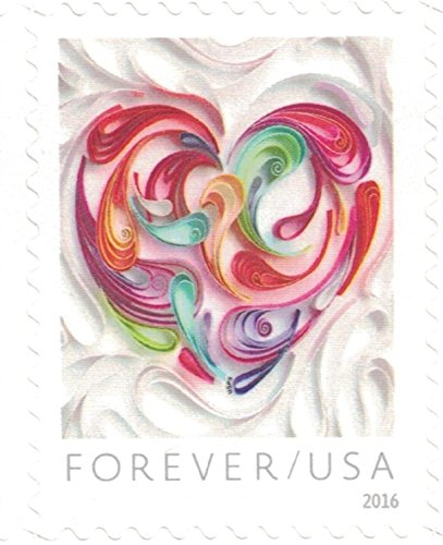 USPS Quilled Paper Heart Scott 5036 Forever 2016 Postage Stamps, Sheet of 20