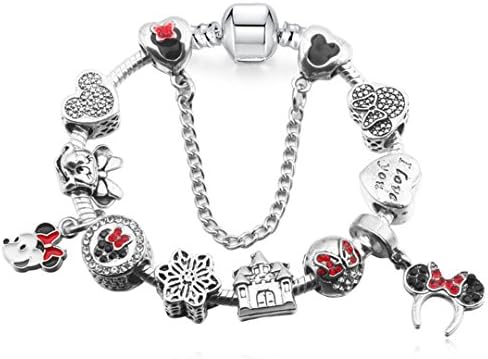 Enamel Minnie Charms &amp; Bangles For Women Men Handmade Chain Friendship Pan Bracelets Gift as pic 17cm