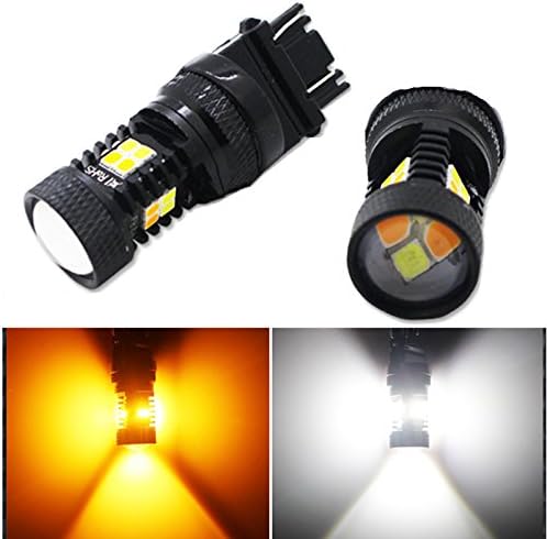 Nileux 3156 3157 3457 4157 White Amber Dual Color Switchback LED Bulbs 3030 Chipsets Super Bright with Projector for Turn Signal Lights,Pack of 2