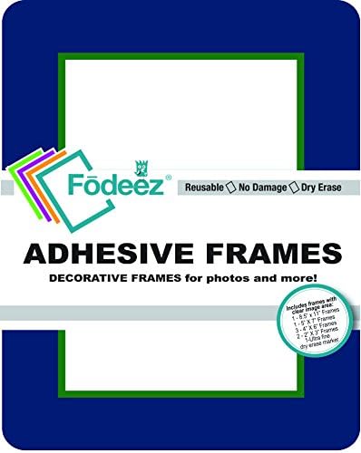 Fodeez Frames 8 Reusable, Long-Lasting Peel and Stick Wall Decal with Dry Erase Mark, Navy (FF-ALL-08-COR-NAVY)