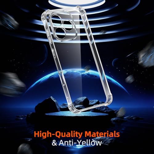 Vauki Clear Cover for Honor 600 Lite 5G with 2 Pieces Tempered Glass Film, Transparent Shockproof Case with TPU Bumper, Soft Thin Anti Yellowing Case