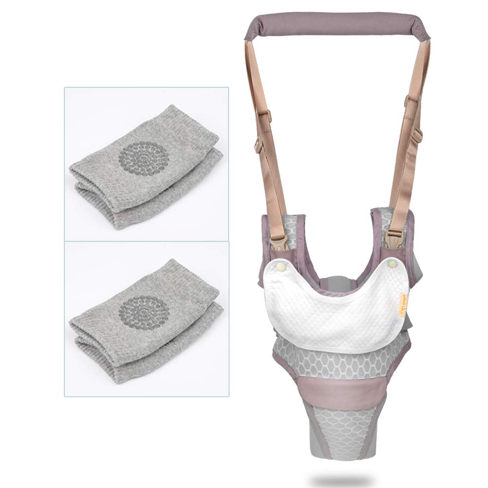 ORANGEHOME Baby Walker Toddler Walking Harness Helper and 2 Pair Knee Pads Adjustable Standing Up and Walking Learning Helper for Toddler 7-24 Months-Gray