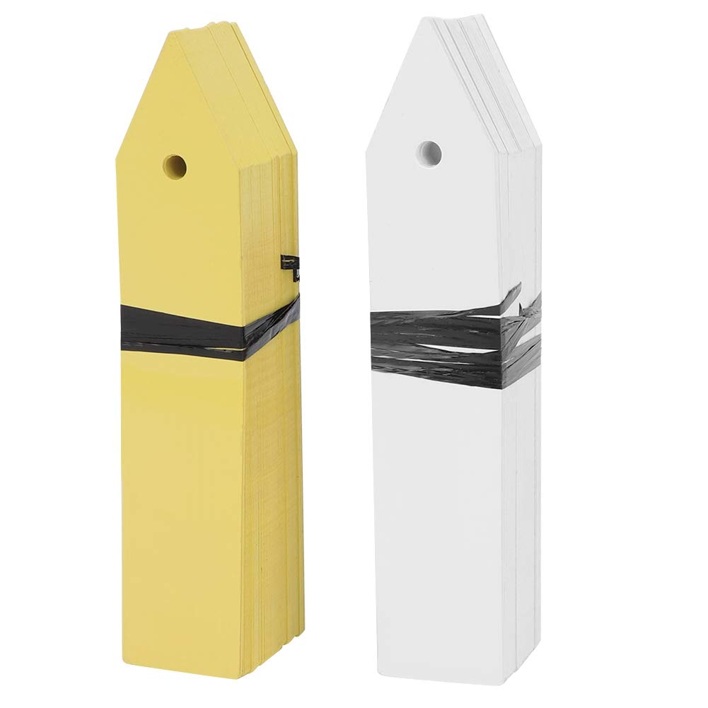 100PCS Plant Labels, Flower Tree Tags Nursery Garden Marks Writing Surface Plant Labels Waterproof Reusable Signs Classify Tags(White + Yellow)