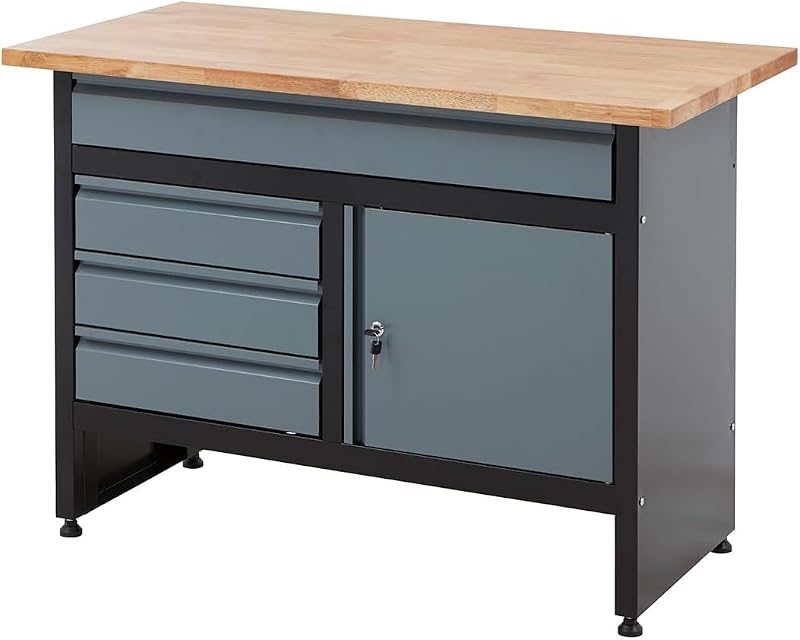 BiGDUG Garage Workbench Drawer Cabinet 4 Drawers 1 Door 842H x 1200W x 600D