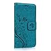 Galaxy S6 Edge Case - Mavis's Diary Premium Wallet PU Leather Fashion Embossed Floral Flip Folio Cover for Samsung Galaxy S6 Edge with Card Holders Hand Strap & Crystal Pen & Dust Plug - Blue