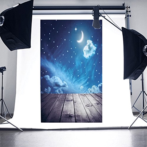 SCASTOE Moon Star with Wood Floor Background Photography Backdrop Studio Photo Props