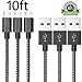 ONSON Micro USB Cable,3Pack 10FT Extra Long Nylon Braided High Speed USB to Micro USB Charging Cables Android Charger Cord for Samsung Galaxy S7 Edge/S6/S5/S4,Note 5/4/3,HTC,LG,Tablet and More(Black)
