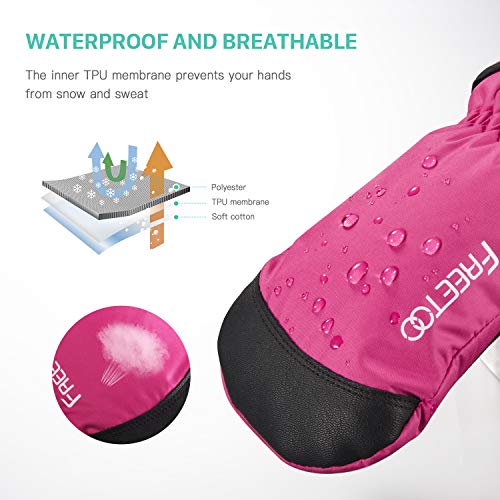 image for FREETOO Kids's Ski Gloves Mittens High Breathable TPU Waterproof Membr