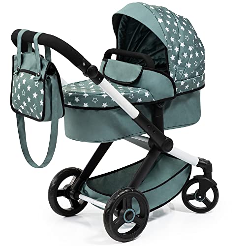 Bayer Design 17058AA Puppenwagen Xeo mit Tasche, höhenverstellbarer Griff, Schwenkschieber, wandelbar als Puppenjogger, bewegliche Vorderräder, integr