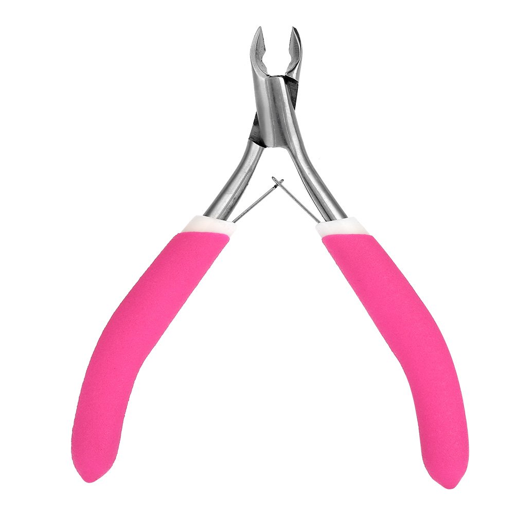 Stainless Steel Nail Cuticle Clipper, Pedicure Nail Clipper for Manicure, Dead Skin Scissors, Rose Red