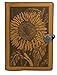 Oberon Design Genuine Leather Refillable Journal Cover with a Hardbound Blank Insert, 6x9 Inches, A5 Leather Notebook Cover Sunflower, Marigold with a Pewter Button, Made in the USA