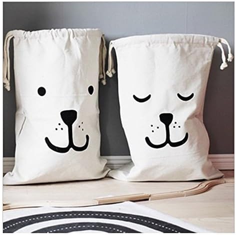 Canvas Laundry Bags Household Drawstring Organizers Storage Sorting Bags(set of 2)
