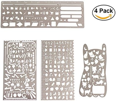 Bullet Journal Stencil Set, GP Life Stainless Steel Drawing Templates Scale ruler, Drawing Journal Planner For Journaling, Bullet Journal, Scrapbooking Card and Craft Projects