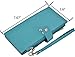 RFID Blocking Womens Leather Bifold Wallet Thin Zipper Card Holder Wallet Purse (Blue)