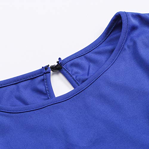 Sunyastor Womens Short Sleeve One Piece Jumpsuit Cocktail Romper Pant Suit Clubwear Straight Leg Jumpsuit with Belt (B Blue, Large)