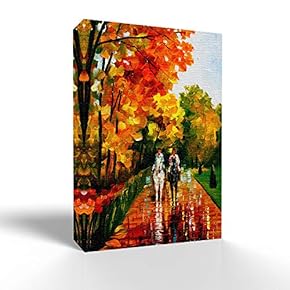 Traveler in Golden Autumn Painting Artwork for Bedroom Living Room