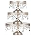 Victoria Champagne Cake Stand Set of 3, Round Glass Plate Metal Dessert Cupcake Pedestal Wedding Party Display with Crystals