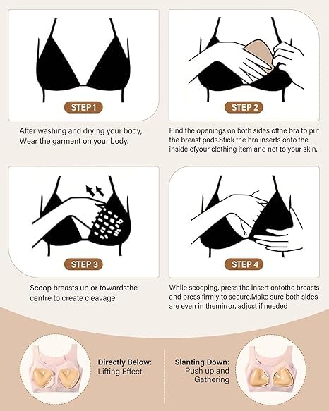 Woakess Sticky Bra Inserts, Sujetador Adhesivo Push Up Bra, Sujetador Adhesivo Doble Cara, Almohadillas de Sujetador Extraíble Push-up Almohadilla de Empuje para Sujetador Deportivo Traje Baño