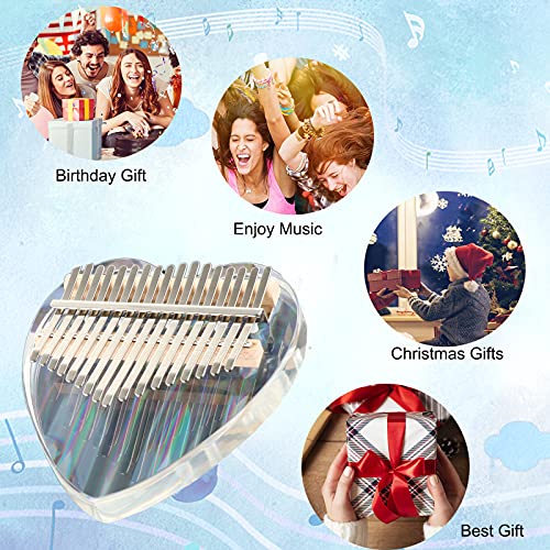 Kalimba Thumb Piano 17 Keys, Rainbow Clear Portable Mbira Finger Piano with Protective Box, Portable Finger Piano Musical Instrument for Kids Adult Beginners Professional