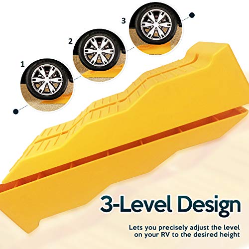 Zone Tech Automotive Multi Leveling Ramps Set of 4 Yellow Bocks