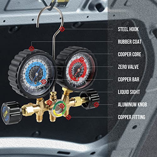 Lichamp AC Gauges R134a R22 R12 R502 A/C Diagnostic Manifold Gauge Set