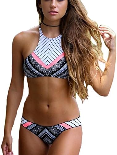 Fanmay Women Ladies Sexy Halter Printed Bikini Set Beach Swimsuit Bikini Suit