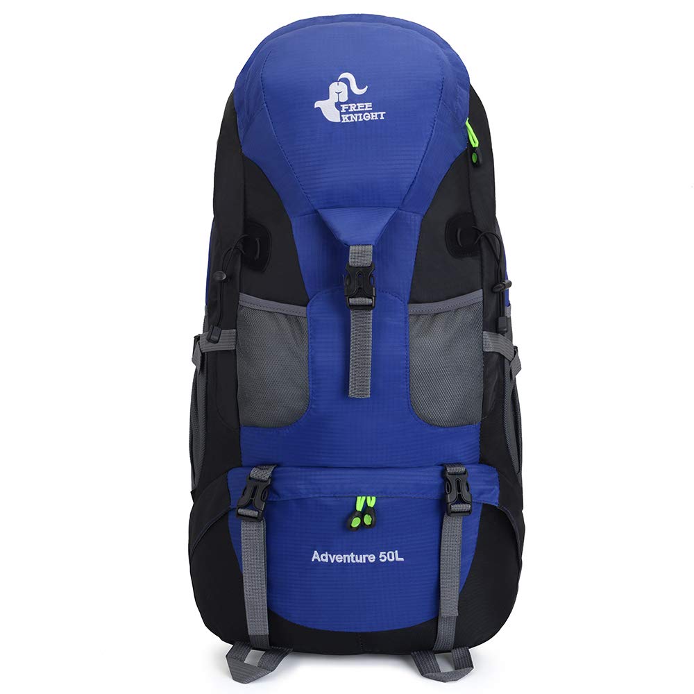 free knight 50L Waterproof Ultra Lightweight Hiking Backpack,Frameless,Outdoor Sport Daypack Travel Bag for Climbing Camping Touring Mountaineering Fishing (Blue)