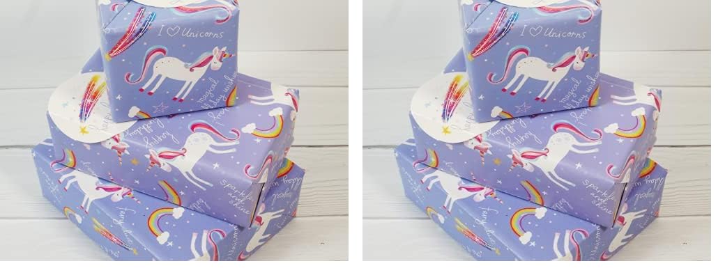 Gift Wrap/Wrapping Paper Pack. 11360A. 'Unicorn', 2 Sheets & 2 Tags (Pack of 2)
