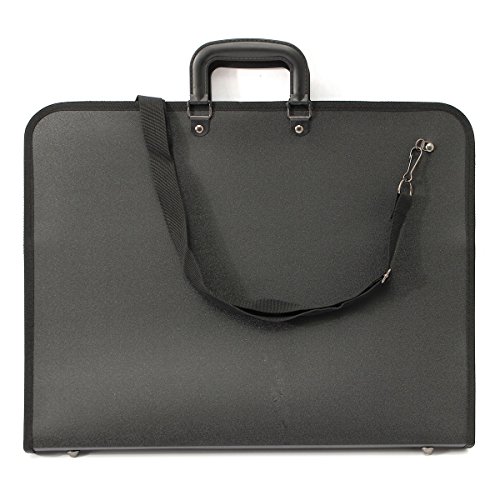 Caveen A2/A3 File Bags Portfolio Drawing Painting Storage Folder Document Carry Cases Portfolio Polypropylene with Interior Pocket, Elastic Straps and Zip - Black A3