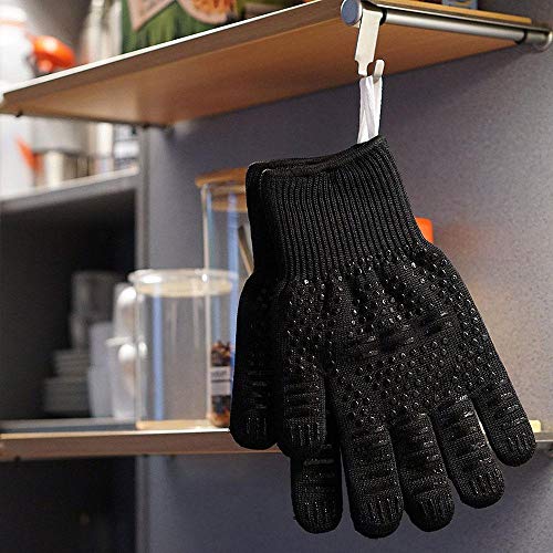 BBQ Microwave Oven Work Gloves,Food Grade Double-deck 932°F Heat Resistant Silicone Long Gloves With Fingers,Men Gardening Welding /Women Kitchen Cooking Glove Mitts For Barbecue Grilling Baking - Thumbnail 4