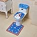 Cotill Christmas Decorations Snowman Santa Toilet Seat Cover and Rug Set for Bathroom - Blue