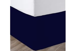 SGI bedding 12 Inch Drop Bed Skirt Queen Size with Platform to Stay in Place Elegant Pleated Design with Split Corners Wrinkle Resistant Fabric for Modern and Stylish Look - Navy Blue
