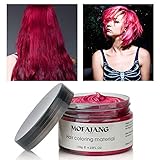 MOFAJANG Hair Color Wax Instant Hair Wax Temporary Hairstyle Cream 4.23 oz Hair Pomades Natural Hairstyle Wax for Men and Women (Red)