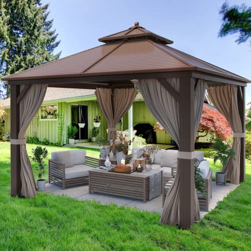 YOLENY 12'x12' Hardtop Gazebo With Double Galvanized Steel Roof