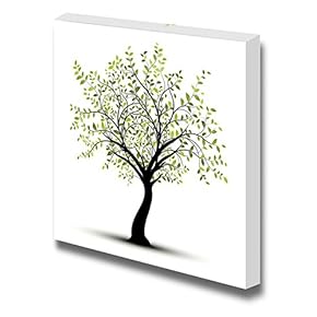 Canvas Prints Wall Art - Abstract Green Tree Painting in Clean and Simple Style | Modern Wall Decor/Home Decoration Stretched Gallery Canvas Wrap Giclee Print & Ready to Hang - 12" x 12"