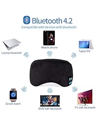 Joseche   Máscara para dormir con Bluetooth, auriculares inalámbricos, Bluetooth, auriculares inalámbricos, para viaje, para dormir, con Bluetooth, manos libres, para dormir, Negro