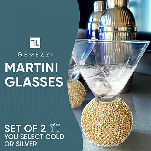 GEMELLO Gemezzi Stemless Martini Glasses Set of 2, Gold Stemless