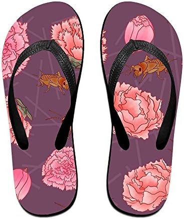 Stylish Lightweight Women's Men's Personalized Beach Flip Flops Crickets &amp; Carnations Beach Slippers