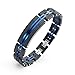 WANGOK Men Bracelet Stainless Steel Bracelets Black and Blue Links with Fashion Sand Blasting Bracelets for Men in 7.9-8.5
