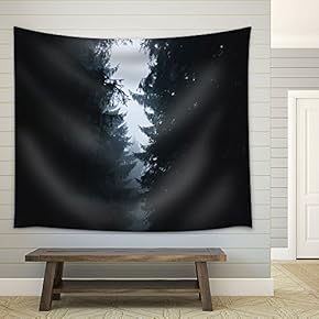 Pine Trees in Misty Weather - Fabric Wall Tapestry Home Decor - 51x60 inches