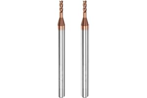 HARFINGTON 2pcs Square Nose End Mill 4mm Shank 2mm x 8mm AlTiSin Coated Solid Carbide Long Reach Extended Neck 4 Flutes CNC Router Bit Milling Cutter for Stainless Steel Hardened Steel