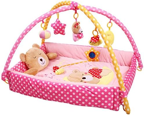 Baby PlayMats Newborn Play Mat Crawling Tapete Gym Mat Baby Climb pad Game Kids Educational Toys (Smiling bear(Pink))