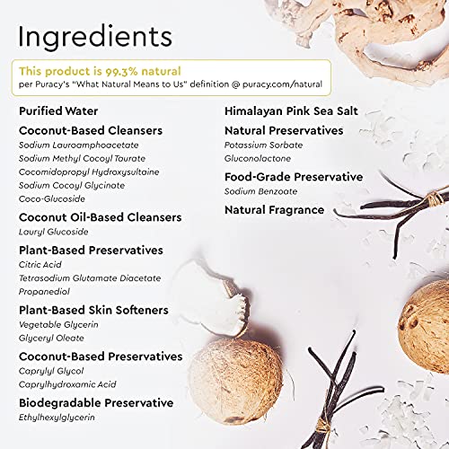 Puracy Body Wash, Coconut & Vanilla, Natural Body Wash for Skin